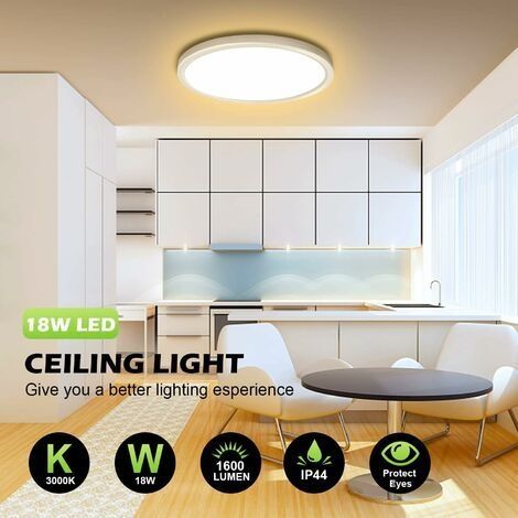 LED-Deckenleuchte, 24 W wasserdichte Deckenlampe 3000 K moderne runde Deckenleuchte 1600 lm LED-Deckenleuchte für Wohnzimmer, Schlafzimmer, Küche, Balkon, Flur, Badezimmer [Energieklasse E] (1/4)