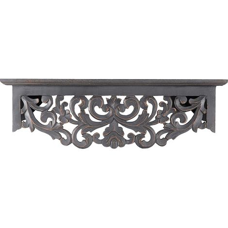 Mensola a muro in legno finitura foglia oro anticato L43xPR21xH39 cm Made in Italy  Modello interamente