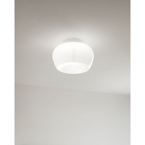 Plafonnier Led Suspension En Verre Blanc Série 10S48532, 20W 3000K, Dimmable, Structure En Métal Blanc Mat, Diamètre 38 Cm Par La Marque Perenz (1/2)
