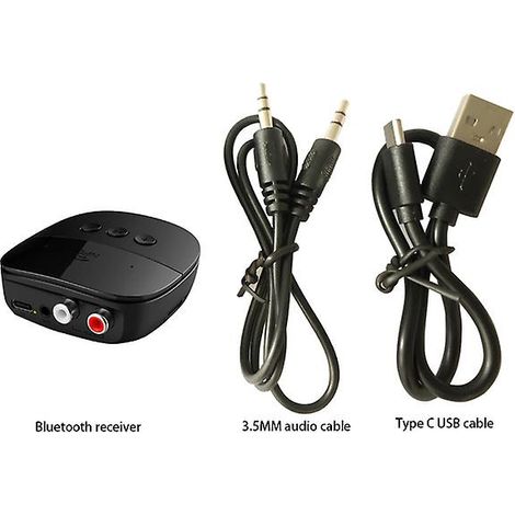 Récepteur audio sans fil Bluetooth RCA, adaptateur Bluetooth 5.2 pour voiture, prise jack 3,5 mm, adaptateur auxiliaire 2 RCA pour smartphone et ordinateur portable (1/5)