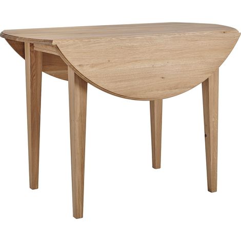 Hellin – Table ronde extensible en chêne massif – Dimensions L 105 x H 75 cm – Accueille jusqu'à 8 personnes – Volets rabattables pour gain de place (1/5)