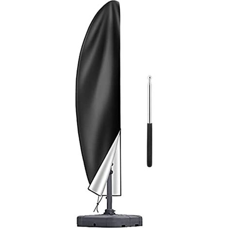 Housse Parasol Déporté pour Parasol Ø 2-4m, 210D Oxford Housse de Protection pour Parasol avec Sac de Rangement, Noir - 280CM(30x81x45cm) (1/5)