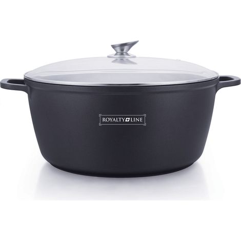 Deep Pot 44 cm, Marble-Coated Nonstick With Glass Lid