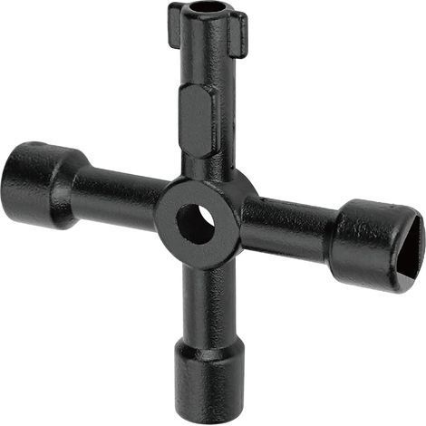 Clé universelle pour armoire électrique, clé utilitaire en croix multifonction pour plombier, électricien (noir) (1/5)