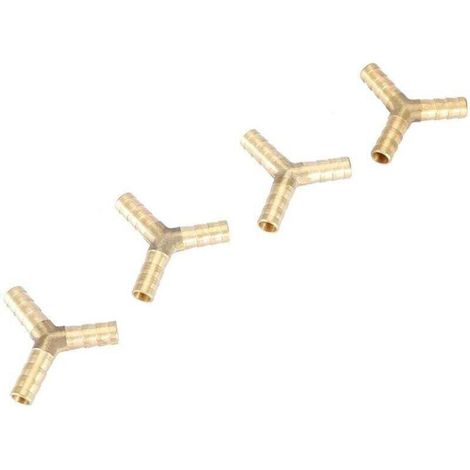 8-mm-Messing-3-Wege-Y-Verbinder mit Schlauchtülle, T-Stück für Luft-, Gas- und Wasseranschlüsse – Crezuo