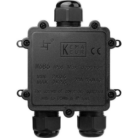 Boîte de jonction étanche IP68 - Boîte de jonction 1 en 2 - Câble coaxial 5 à 14 mm (1/4)