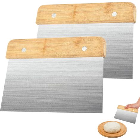 2 Pièces Raclette Hachoir en Acier Inoxydable, 15×11cm Coupe Pate Professionnel Racloir Patisserie, Grattoir à Pâte, Spatule Pizza, Spatules à Pâte, Raclette Cuisine pour Pizzas, Pâtisseries (1/4)