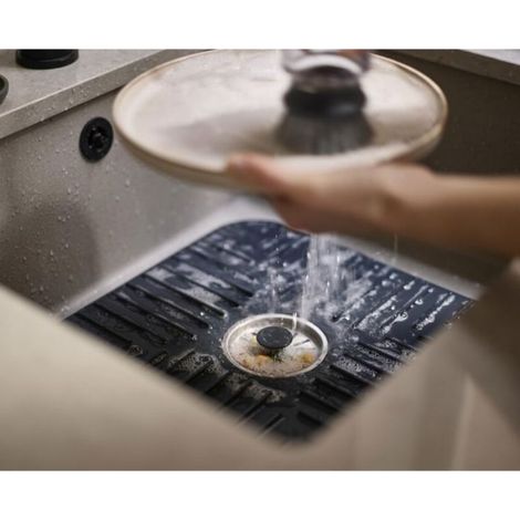 Tapis de Protection pour Évier avec Bouchon Drainant, Protège Évier, Verres, Vaisselle, Bouchon Amovible, Antidérapant (1/5)
