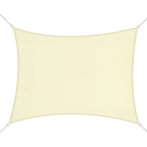 Vela Ombreggiante Rettangolare, Tenda da Sole per Esterno in Poliestere Anti UV Traspirante 3x4m Bianco crema
