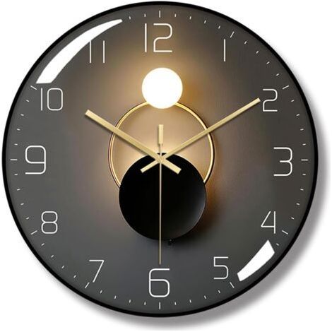 Ergocar Wanduhr, Art-Deco-Wanduhr mit Licht- und Schatteneffekten, moderne Metallwanduhr, geräuschlos und ohne Ticken, geeignet für Wohnzimmer, Schlafzimmer, Büro, Arbeitszimmer (1/4)