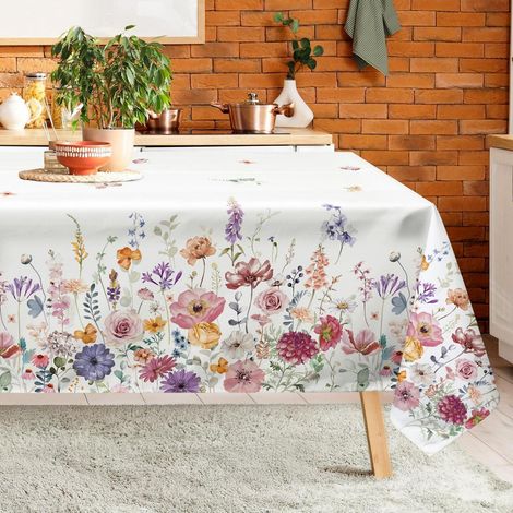 Tischdecke Wildblumen Print Polyester Rechteckig 140x180 cm Pflegeleicht