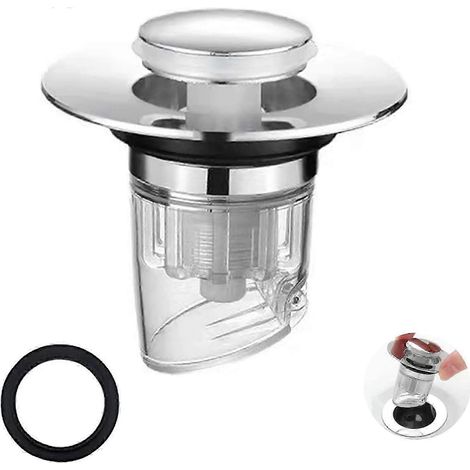 Bouchon de lavabo de salle de bain, bouchon de lavabo universel à clapet avec filtre anti-obstruction, anti-odeurs et anti-insectes.-fghj (1/5)