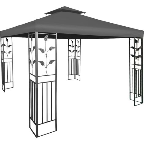 Pavillon Ersatzdach wasserdicht mit PVC Beschichtung 3 x 3 Meter - anthrazit - Pavillondach mit Kaminabzug - Universal Garten Party Pavillon Dach Sonnenschutz