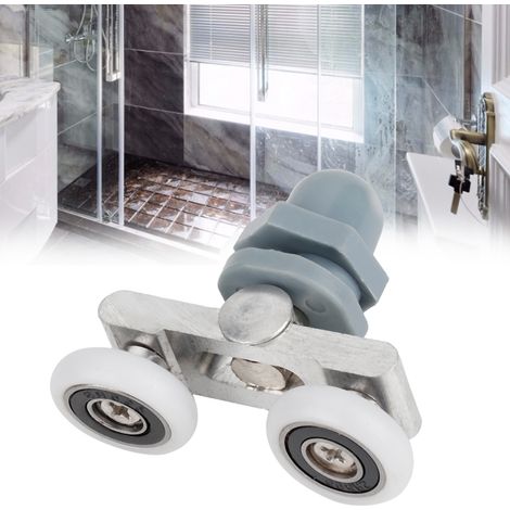 4 roulettes coulissantes doubles et résistantes pour porte de salle de bain en verre (23 mm) (1/5)