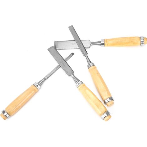 Ensemble de 4 couteaux à bois, ciseaux à bois, manches en bois et outils de gravure (1/5)