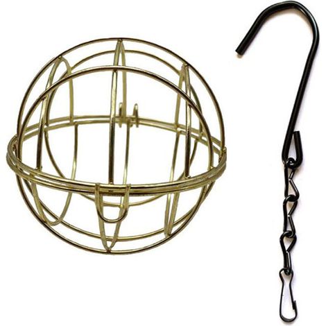 Comederos de 4 piezas - para bolas de grasa - con gancho en forma de S, 7 cm de diámetro, dorado (1/3)