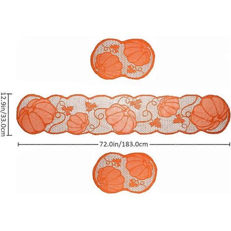 Ensemble de sets de table orange pour Thanksgiving, à utiliser avec une citrouille évidée (1/5)