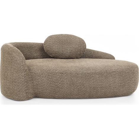Divano singolo Teddy in tessuto morbido marrone con cuscino, design arrotondato, MODENUIT (1/5)