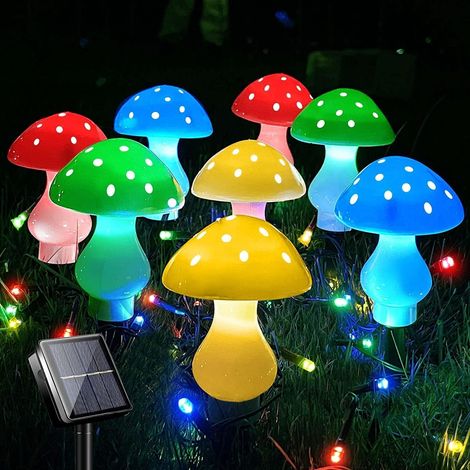 Guirlande lumineuse solaire d'extérieur améliorée, 8 lampes LED champignon, 7 m, étanche, mignonne et féérique, multicolore, pour jardin, terrasse et décoration extérieure.-AquaForge (1/5)