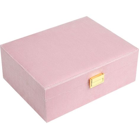 Boîte à bijoux pour fille, boîte à bijoux pour femme, boîte à bijoux double couche en tissu floqué, idéale pour les petites filles et les enfants (1/5)
