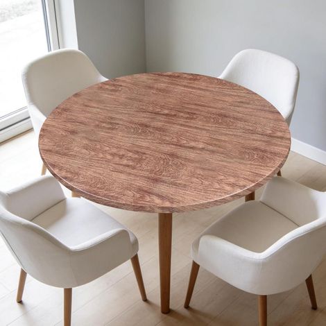 Housse de table élastique ronde 90-110cm, lavable, marron