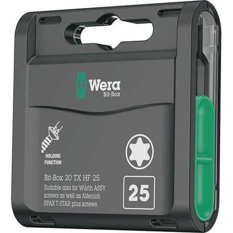 Bitgroßpackung Bit-Box 20 TX HF T 25 L.25mm WERA se traduce como Caja de puntas grandes Caja-Bit 20 TX HF T 25 L.25mm WERA (1/3)