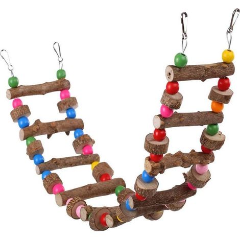 Vogelzubehör: Hängende Holzleiterschaukel für Papageien, Kauspielzeug, Käfigzubehör, 10 x 50 cm (1/5)