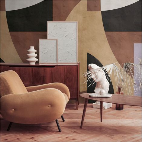 Photo wallpaper Profhome 398591 hot embossed non-woven wallpaper smooth with graphical pattern matt brown beige black violet 1.59 m x 2.8 m (1/4)