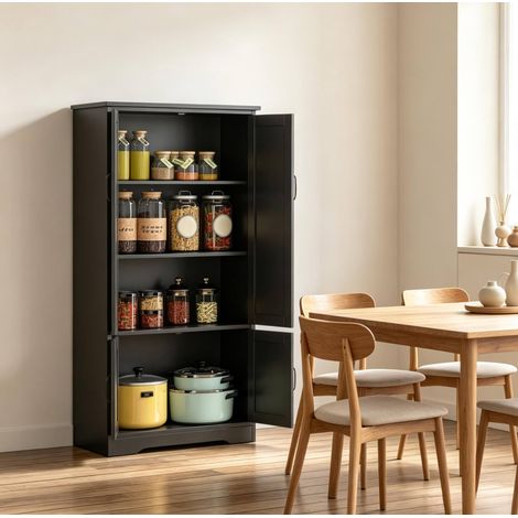 MEUBLIV meuble de rangement de cuisine 60x30x123 cm noir – anti-basculement (1/5)