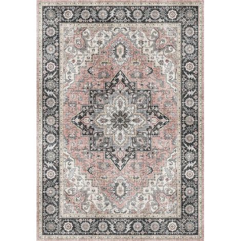 Tapis salon et chambre 120x160 rose et gris rectangle tissé motif oriental VIVACE 3 (1/4)
