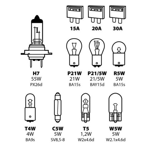 Kit lampade di ricambio 11 pz con alogena H7 12v (1/2)