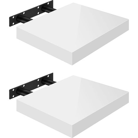 Lot de 2 Étagère Murale WOLTU, Tablette Murale, Étagère à Livres, Panneau de Bois, 25x22, 9x3, 8cm, Blanc, RG9488ws-2