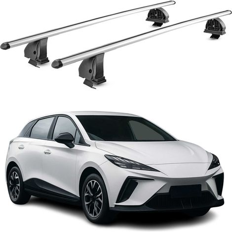 OMAC Aluminium Dachträger Querträger für MG MG4 2022-2026 – TÜV / DIN 75302:2019 – Abschließbar – T-Nut – Max. 75 kg – 2 Stangen – Silber (1/5)