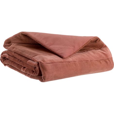 VIVARAISE - Édredon Fara côtelé en velours de coton Bois de rose (85 x 200 cm) (1/3)