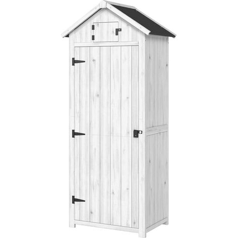 Armoire de Jardin Extérieur en Bois, Abri pour Outils, 3 Étagères, 2 Portes à Loquets, 77x54x179cm, Gris Clair (1/5)