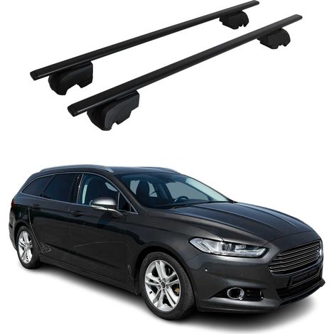 OMAC Dachtrager Quertrager für Ford Mondeo IV Kombi 2014-2022 – City Crash getestet – ISO PAS 11154:2006 – Abschliessbar – Max 75 kg – 2 Stangen Stahl Schwarz (1/5)