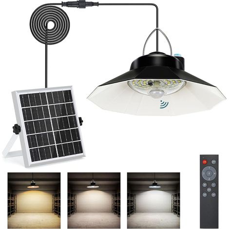 Projecteur LED Extérieur avec Panneau Solaire - Lampe Solaire Extérieur 2200mAh IP65, Lanterne Solaire Extérieur Suspendue avec Télécommande et Détecteur de Mouvement,2 Pièces (1/5)