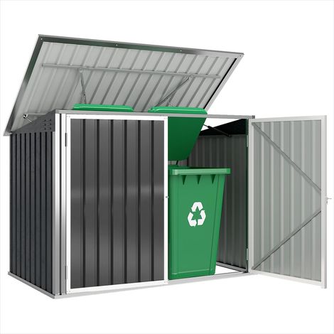 Abri de jardin double pour poubelles 240L avec vérins à gaz Acier (1/5)