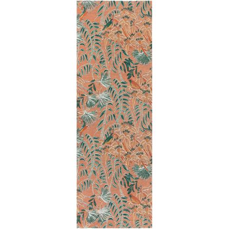 Tapis de Passage Intérieur à Motifs Botaniques en Polypropylène Tissé Plat 67 x 200 cm - PANGIVO