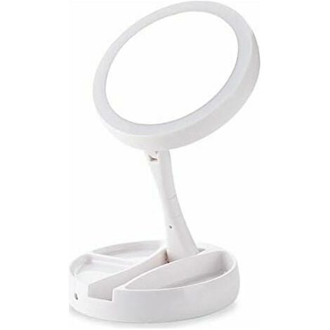 LED Mirror, Portable LED Makeup Mirror, Illuminated with Light LED Vanity Mirror, 10X Magnifying Mirror Height Adjustable Folding Mirror (1/5)