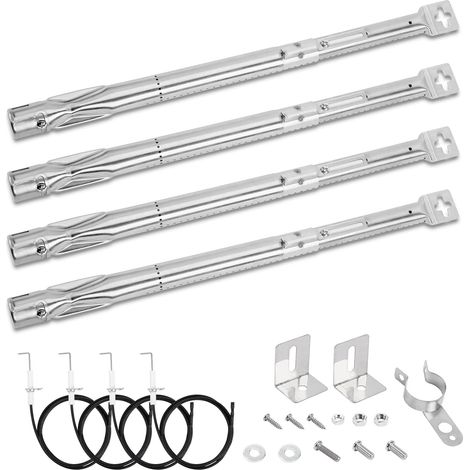 35,5 à 48,3CM Brûleurs universels en acier inoxydable pour Landmann 2.0, Perfect Flame, Uniflame, Lowes, Charbroil, Broilking, Nexgrill, Brûleurs de rechange pour barbecue à gaz, 4 paquets