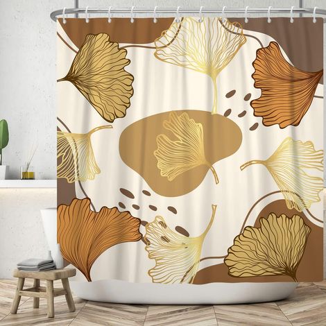 183x213cm Abstrait Feuille d'érable Rideau de Douche Milieu du siècle Automne Plante Salle de Bain Rideau Moderne Boho Salle de Bain Art décor Rideau étanche Baignoire Rideau (1/5)