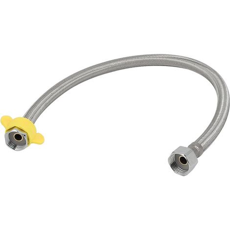 50cm Länge 304 Edelstahl - Wassereinlass zum Verbinden geflochtenem Schlauch Silberton (1/2)