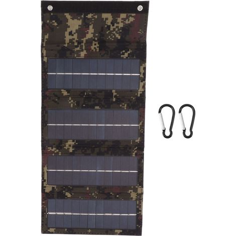 Sac de charge solaire monocristallin 40W 4 plis, portable pour camping randonnée, charge d'urgence camouflage extérieur (1/5)