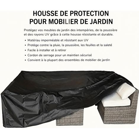 Housse de protection pour mobilier de jardin et canapé Oxford 210D noir 315 × 160 × 74 cm 315 160 74cm 124 34 × 30 × 5 cm 1,02 kg – Livraison gratuite (1/5)