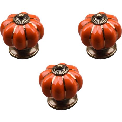 pezzi di pomelli vintage in ceramica a forma di zucca 40x40 mm (diametro x altezza), maniglia per mobili antichi, pomelli per porte e cassetti con tirante a vite per cucina, armadio, cassettiera, guar (1/5)