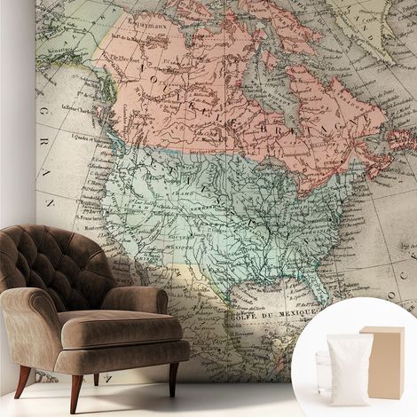 Carta Da Parati In Vlies - Fotomurale - Decorazione Paretie - Per Camera Da Letto - Per Soggiorno - Con Colla Gratuita Mappa storica 250x250 cm (1/5)