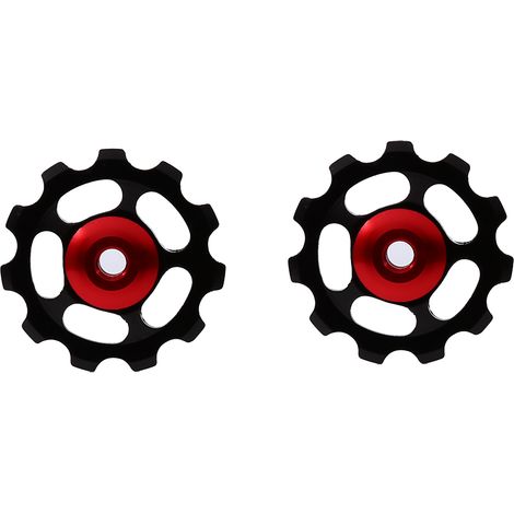 galets de dérailleur arrière en alliage d'aluminium 11T usinés CNC pour vélo (noir + rouge) (1/5)