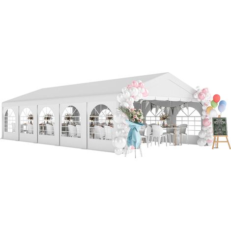 Tente de réception barnum 5 compartiments protection UPF30+ structure renforcée 10 parois amovibles 5 x 10 m blanc
