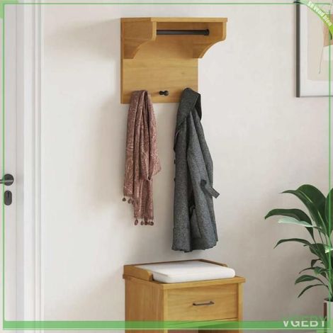 4010455 Porte-manteau mural SANDNES 43x30x42 cm bois massif pin (1/5)